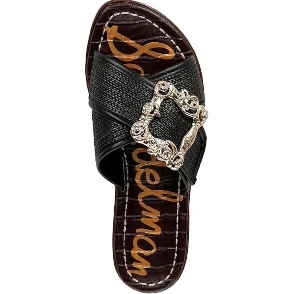 Sam Edelman Women's Gracyn Slide Sandal, Black Raffia, Size 8.5 - Picture 2 of 6